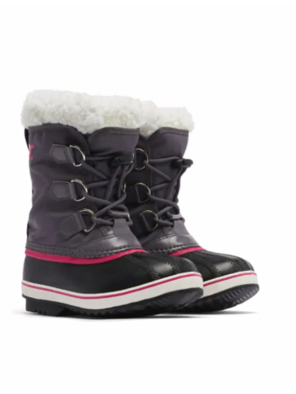 Sorel Youth 7 Years 7Y Yoot Pac Nylon Snow Boots Winter NWT Black Pink Girls